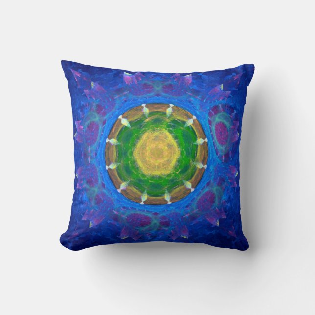 Blue-Green Tie Dye Throw Pillow (Front)