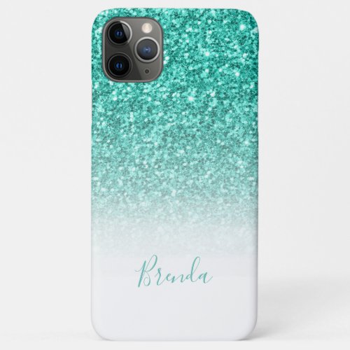 Blue_green to white faux glitter ombre iPhone 11 pro max case