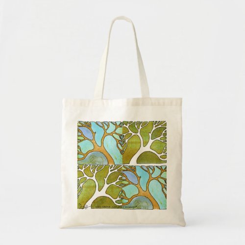 Blue Green Tree Art Bag