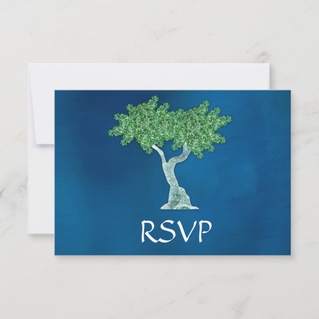 Blue Green Tree of Life Bar Mitzvah RSVP (Front)
