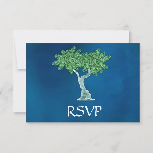 Blue Green Tree of Life Bar Mitzvah RSVP