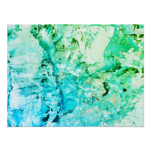 Blue Green Trendy Modern Abstract Art Poster