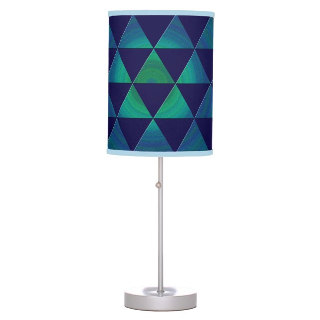 Blue Green Triangle Geometric  Table Lamp (Front)