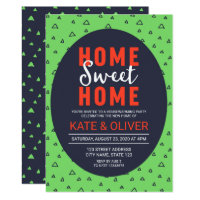 Blue Green Triangles Home Sweet Home Housewarming Card