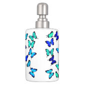 Blue Green Tropical Butterflies Soap Dispenser And Toothbrush Holder (Back)