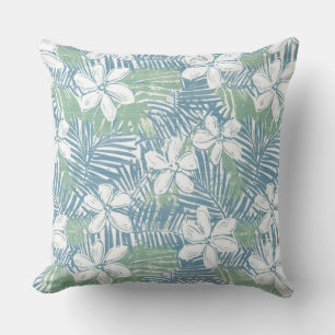 Blue & Green Tropical Throw Pillow
