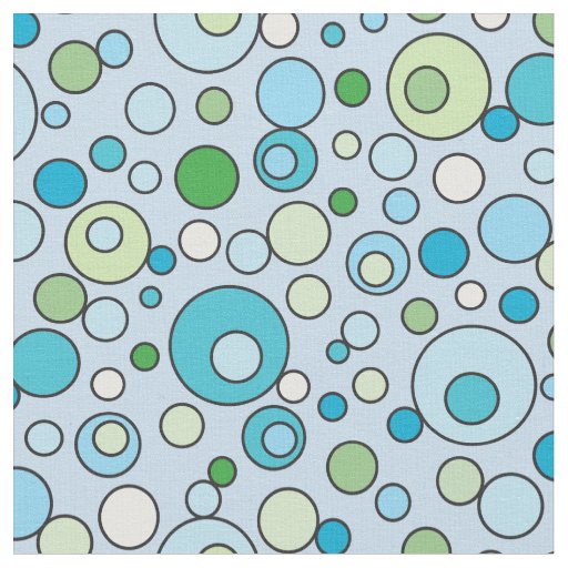 Blue Green Turquoise Bubbles Spot Pattern Print Fabric