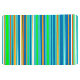 Blue Green Turquoise Orange Stripes Floor Mat