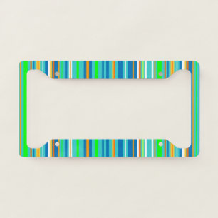 Blue Green Turquoise Stripes License Plate Frame