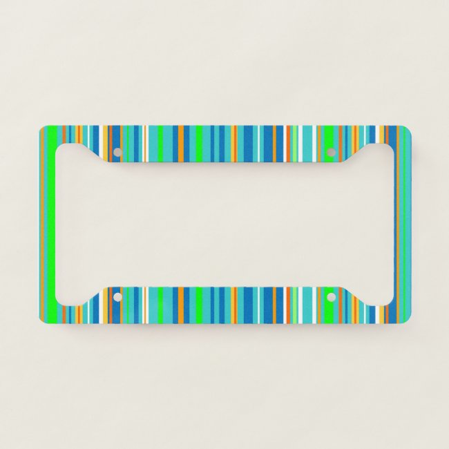 Blue Green Turquoise Stripes License Plate Frame
