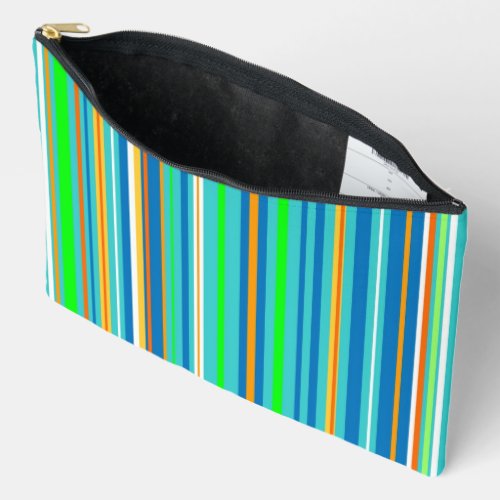 Blue Green Turquoise Stripes Pattern Accessory Bag