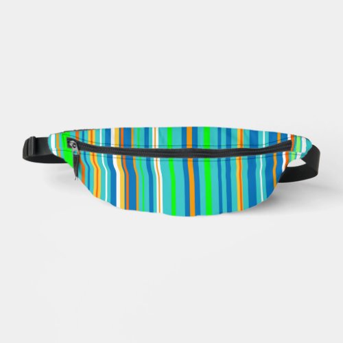 Blue Green Turquoise Stripes Pattern Fanny Pack