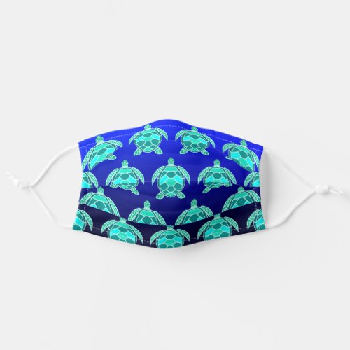 Blue green turquoise teal turtle adult cloth face mask
