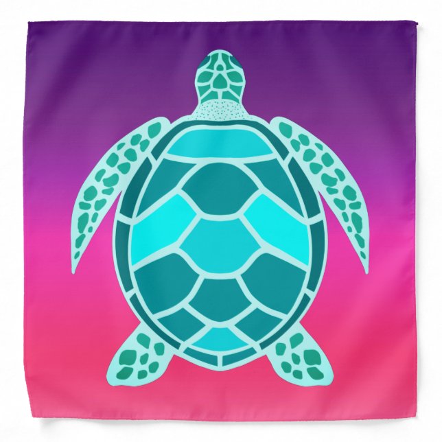 Blue green turquoise teal turtle bandana (Front)