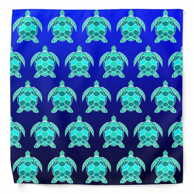 Blue green turquoise teal turtle bandana (Front)