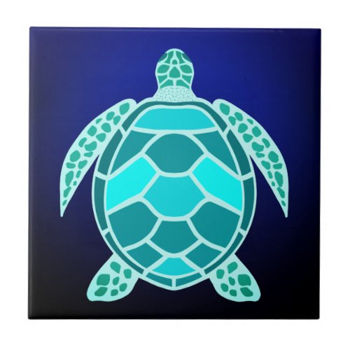 Blue green turquoise teal turtle ceramic tile