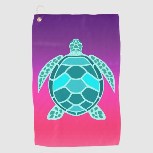 Blue green turquoise teal turtle golf towel
