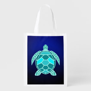 Blue green turquoise teal turtle hitch cover grocery bag