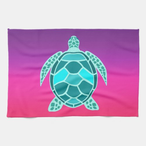 Blue green turquoise teal turtle kitchen towel