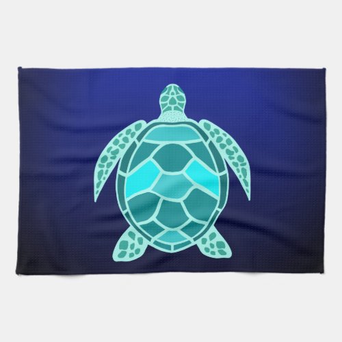 Blue green turquoise teal turtle kitchen towel