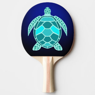 Blue green turquoise teal turtle  ping pong paddle