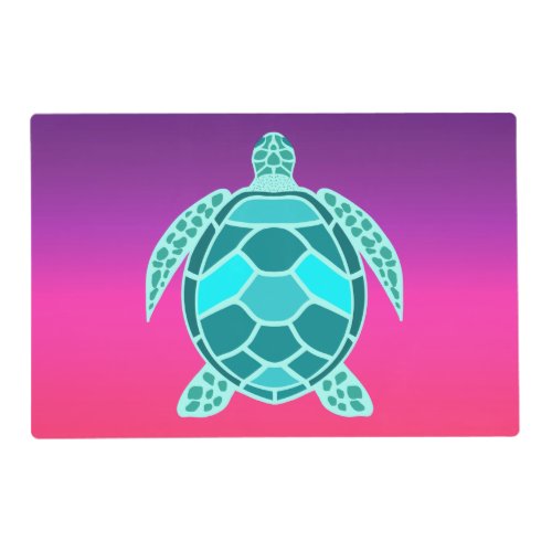 Blue green turquoise teal turtle placemat