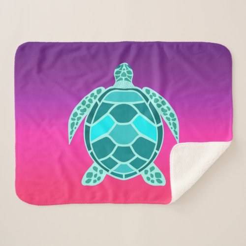 Blue green turquoise teal turtle sherpa blanket