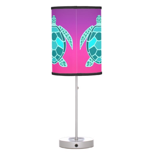Blue green turquoise teal turtle table lamp (Back)
