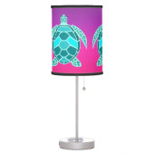 Blue green turquoise teal turtle table lamp (Left)