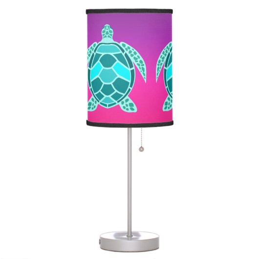 Blue green turquoise teal turtle table lamp (Left)