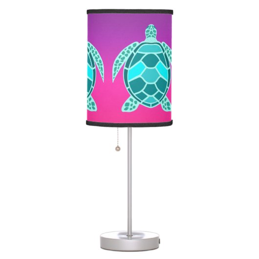 Blue green turquoise teal turtle table lamp (Right)
