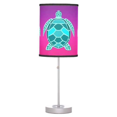Blue green turquoise teal turtle table lamp