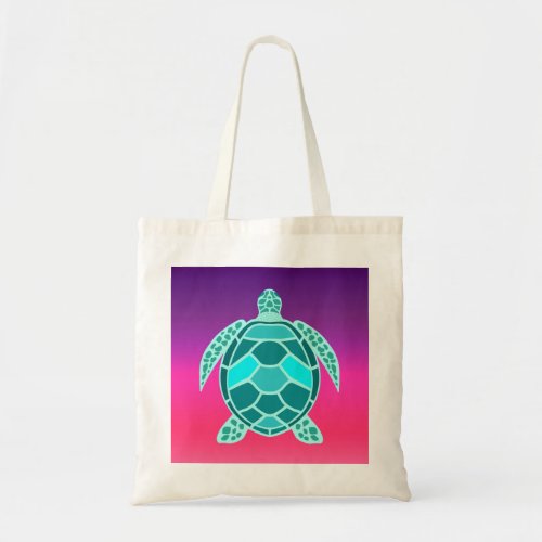 Blue green turquoise teal turtle tote bag