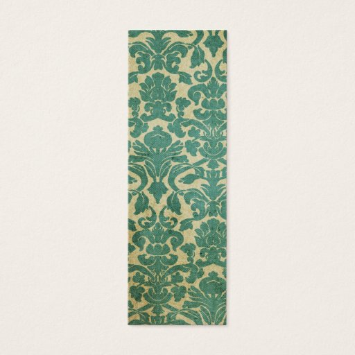 Customizable Blue green vintage damask bookmark business card