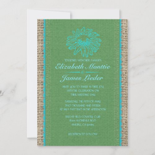 Blue &amp; Green Vintage Lace Wedding Invitations