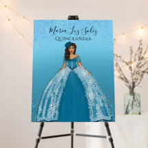 Blue Green Vintage Quinceanera Dress Welcome Sign