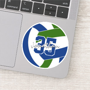 blue green volleyball team colors personalized sticker