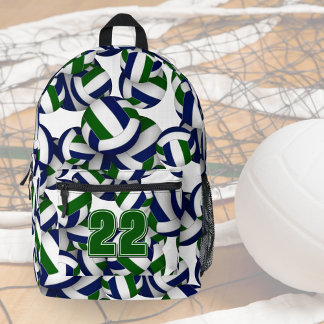 blue green volleyball team colors sports gear printed backpack
