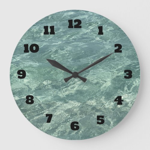 Blue Green Water Clear Sparkle Tropical Beach 2024 Large Clock
