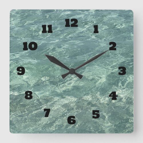 Blue Green Water Clear Sparkle Tropical Beach 2024 Square Wall Clock