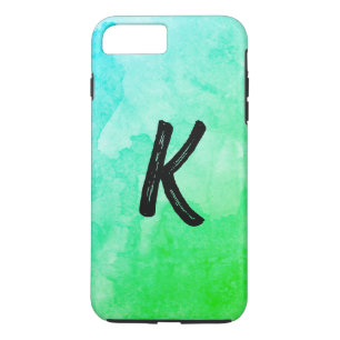 Blue Green / Water Color / Monogram iPhone 8 Plus/7 Plus Case
