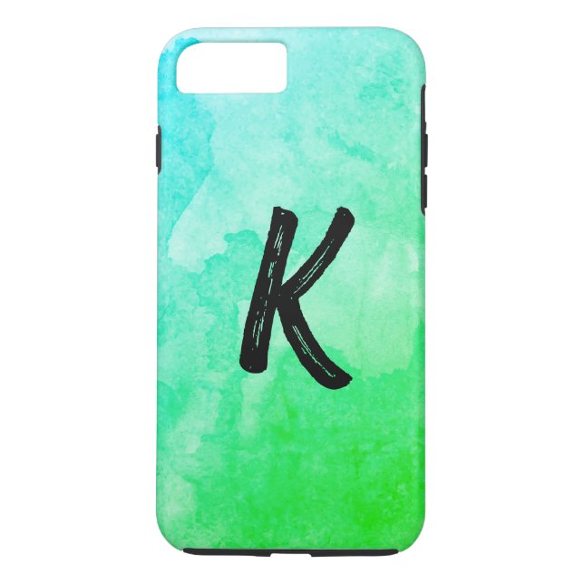 Blue Green / Water Color / Monogram Case-Mate iPhone Case (Back)