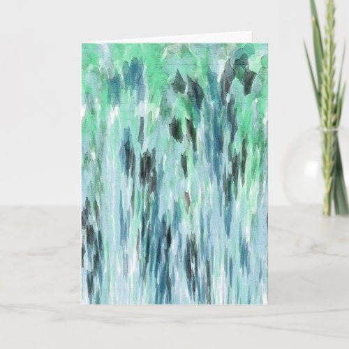 Blue  Green Watercolor Abstract _ Blank Card