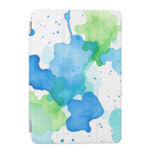 Blue Green Watercolor Abstract Pattern iPad Mini Cover