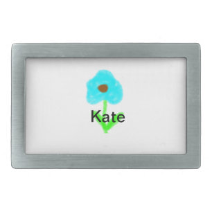 Blue green watercolor add your name tex belt buckle