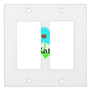 Blue green watercolor add your name tex light switch cover