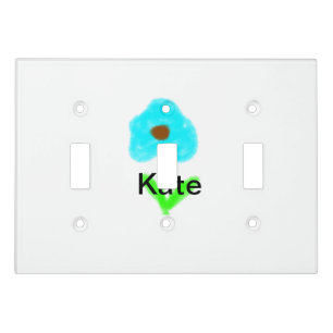 Blue green watercolor add your name tex light switch cover