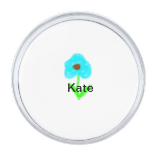Blue green watercolor add your name tex silver finish lapel pin