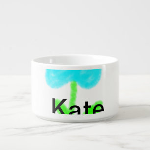 Blue green watercolor add your name text bowl