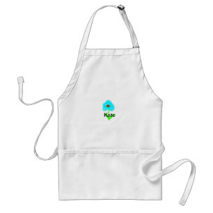 Blue green watercolor add your name text custom adult apron